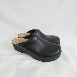 Euro-Dan Atlas Black Leather Wooden Work Chef Clogs